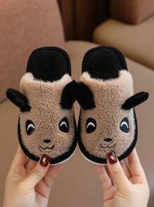Children's Slippers Autumn/Winter Boys Girls Indoor Home Anti-Slip Fuzzy Warm Cute Slippers - Brown - View 7