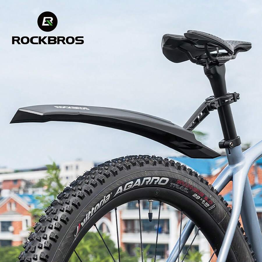 ROCKBROS 一對裝自行車擋泥板套組,角度可靈活調節,適用山地車、公路車、城市單車,防水防濺,結實不脫落,自行車配件 - 彩色 - 查看 1