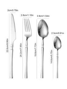 4/24/32pcs Stainless Steel Cutlery Set, Vintage Waist Design, Suitable For Home, Hotel, Wedding,Kitchen,Christmas Gift - Silver - View 3