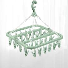 32夹可折叠塑料晾衣架，节省空间，适合婴幼儿衣物、衣柜收纳，情人节礼物 - 彩色 - 查看 11