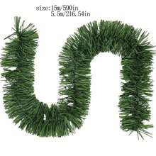 1 件，15 米松木圣诞花环装饰，绿色人造圣诞树花环，用于派对塑料吊坠，锡合金饰品，圣诞装饰用品，圣诞节 - PVC拉草藤條綠色 - 查看 2