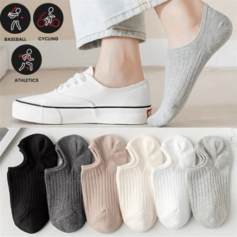 5 Pairs Of Men's Solid No Show Socks, Comfy Breathable Sweat Resistant Anti-Odor Invisible Socks For Men's Wearing