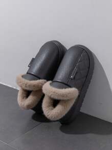 Herren Winterpantoffeln mit geschlossener Zehenpartie, warm und bequem, EVA-Sohle, leicht und weich, rutschfest und haltbar, warme Herrenschuhe, neues Herbst-/Winter-Design, PU-Obermaterial, wasserdicht