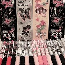 4支装蝶恋花系列ins风高颜值ST头速干刷少女心学生中性笔黑色水笔开学季返校必备 - 彩色 - 查看 3