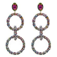 Bohemian Retro Long Round Drop Earrings With Sparkling Resin Decor Exquisite Ear Jewelry For Girls For Party Decor - 8 - View 15