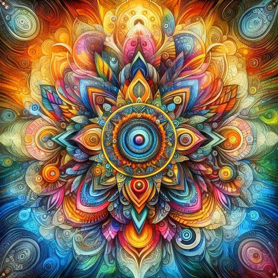 Mandala Diamond Painting Cross Stitch Flower DIY Full Mosaic Embroidery Abstract Home Decoration - Multicolor - View 1