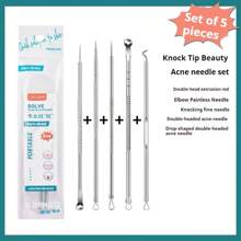 4 Pieces Professional Acne & Blackhead Remover Tool Kit - Includes Blackhead Extractor, Pimple Needle, Comprehensive Facial Cleansing Tool (Rose Gold 4 Pieces Set)