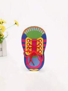 早教鞋带穿线教学玩具，幼儿园小朋友学习系鞋带，蝴蝶结画拼图玩具，手工DIY玩具制作套装，适合儿童圣诞节及 - 彩色 - 查看 13