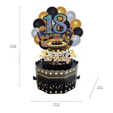 1 张 16/18/20/21/30/40/50/60/70/80 岁烫金生日贺卡、弹出式 3D 蛋糕和气球生日贺卡、圣诞节 - 彩色 - 查看 2