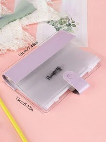 1pc Transparent PVC Candy Color Splicing Binder Loose Leaf Notebook, Includes 6-Ring Binding, 6 Zipper Pouches, 2 English Dividers Back To School,Back To School,School Supplies