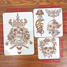 Set de 17 piezas con plantillas huecas, bordes de pintura de pulverización y guías de boceto con tema de calavera para dibujo y pintura