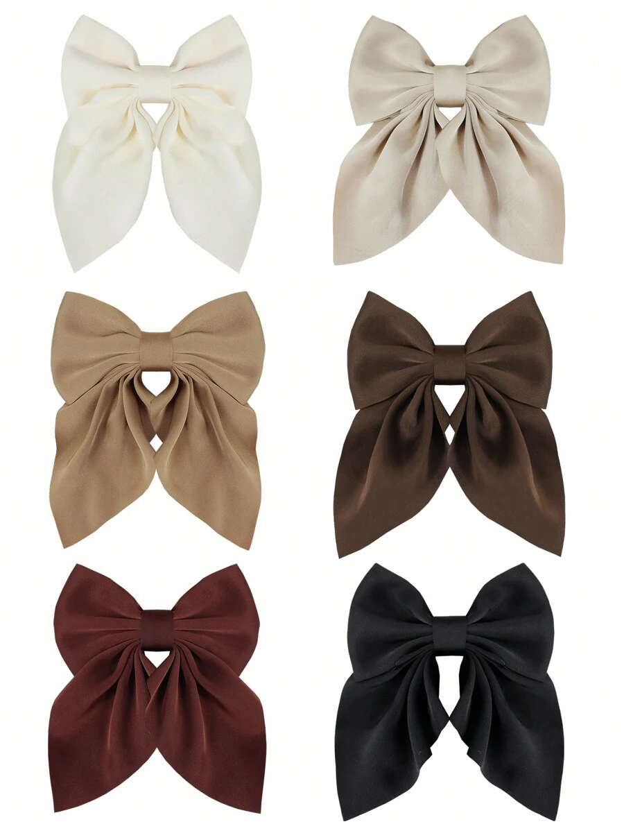 Bộ 6 kẹp tóc nơ satin cho bé gái, nhiều kích cỡ cho trẻ sơ sinh, trẻ mới biết đi, trẻ em - Nhiều màu - Xem 1