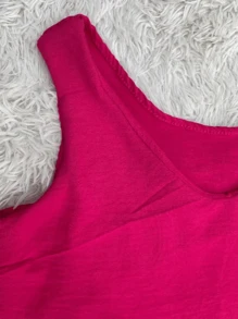 Duna Women's Basic Wide Strap Tank Top Casual Social Loose Summer Work Blogger - 西瓜粉 - 查看 2