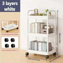 1pc Plastic Rolling Cart Storage Rack - With Wheels, Movable Storage Rack, Floor-Standing Storage Basket, Suitable For Nursery, Kids Room Toy, Snack And Book Storage Love Valentine - Trolley Storage Rack - View 2