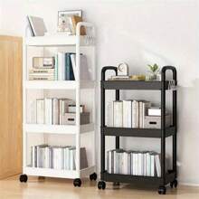 1pc Plastic Rolling Cart Storage Rack - With Wheels, Movable Storage Rack, Floor-Standing Storage Basket, Suitable For Nursery, Kids Room Toy, Snack And Book Storage Love Valentine - Trolley Storage Rack - View 5