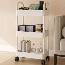 1pc Plastic Rolling Cart Storage Rack - With Wheels, Movable Storage Rack, Floor-Standing Storage Basket, Suitable For Nursery, Kids Room Toy, Snack And Book Storage Love Valentine - Trolley Storage Rack - View 1