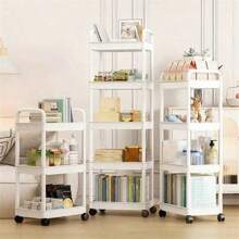 1pc Plastic Rolling Cart Storage Rack - With Wheels, Movable Storage Rack, Floor-Standing Storage Basket, Suitable For Nursery, Kids Room Toy, Snack And Book Storage Love Valentine - Trolley Storage Rack - View 4