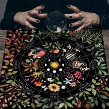 1 件装日月花卉植物塔罗牌布祭坛塔罗牌桌布 Wiccan 铺顶布精神巫术桌用于占卜巫术占星术塔罗牌垫、塔罗牌夹、巫术用品、巫师符文 - 彩色 - 查看 3