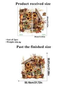 美丽的丰收秋季装饰背景墙贴自粘墙贴 PVC、贴纸、墙贴花、乙烯基贴花用于家居装饰、春季装饰品让您的家焕然一新、拉玛装饰贴纸礼物生日毕业厨房装饰 - 多色 - 查看 7