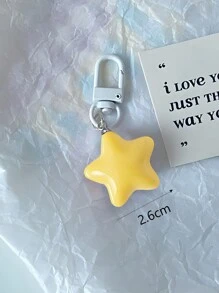 可愛的1入組牛奶黃色星型鑰匙扣，附有星型吊墜，適合學生、朋友和情侶作為時尚配飾 - 黃色 - 查看 6