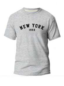 Men's T-Shirt Premium Cotton Mesh New York Shirt - Xám - Xem 1