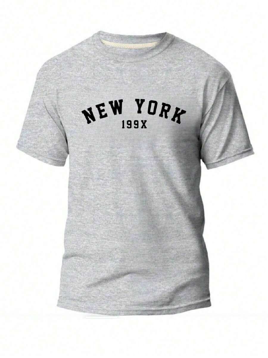 Men's T-Shirt Premium Cotton Mesh New York Shirt - Xám - Xem 1