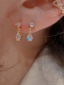 1 Đôi bông tai cá nhân hóa phong cách cổ điển sang trọng tối giản cho việc đi lại - Vàng - Xem 6