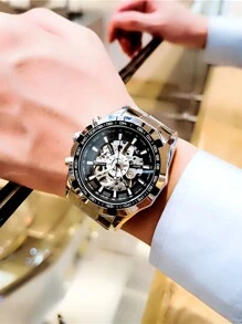 Men Water Resistant Mechanical Watch - Black - View 1