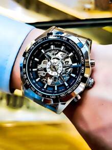 Men Water Resistant Mechanical Watch - Black - View 4