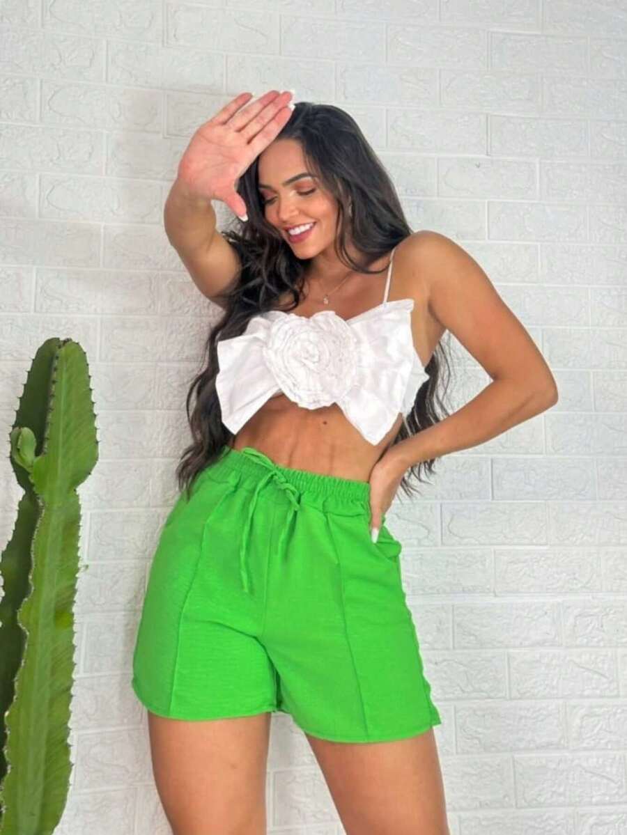 Shorts In Duna Fabric - 綠色 - 查看 1