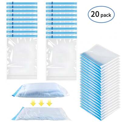 20 包旅行压缩袋旅行真空袋，节省空间的行李箱袋，无需真空的旅行必需品，旅行打包配件铅笔盒房间装饰家居装饰厨房墙壁装饰卧室装饰学校用品学校装饰装饰节日装饰房间装饰家居装饰卧室装饰连衣裙裤子鞋子牛仔裤靴子裙子卧室，收纳袋，家庭收纳，女式白色 T 恤，女式黑色裤子，女士冬装，连衣裙，