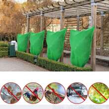 1 pieza Cubierta de planta con cordón para invierno, cubierta protectora contra el frío y el viento para arbustos y plantas en maceta, cubierta protectora contra insectos para plantas de jardín al aire libre, cubierta protectora contra el frío, bolsas protectoras contra el frío para plantas, manta de tela contra la helada que protege árboles frutales y plantas en maceta del congelamiento y los animales (cordón, color (negro y blanco) aleatorio)