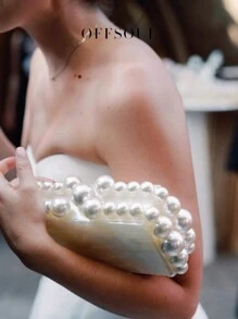 2024新款亚克力个性晚宴包，大理石纹雕刻派对婚礼新娘手提包，女士适用 - 白色 - 查看 2