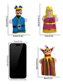 Wooden Finger Puppets For Storytelling, King Character - Random Color Assortment - Multicolor - View 7