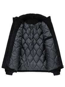 Men's Long Sleeve Thickened Padded Coat, Warm And Wind Resistant, Fall/Winter - Black - View 5