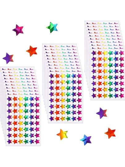 960pcs-Holographic Rainbow Small Star Stickers For Reward, Behavior Chart, Student Planner And School Classroom Teacher Supplies, 0.6" Diameter