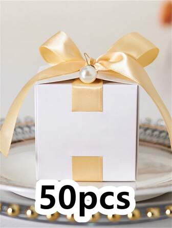 50pcs Personalized Gift Packaging Box For Weddings & Special Events, Custom-Made For Elegant Celebrations, Perfect For Wedding, Birthday, Baptism