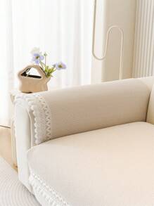 1 tấm phủ ghế sofa viền hoa sang trọng, khăn phủ ghế sofa chống trượt, chống bụi, chống trầy xước, tấm bảo vệ ghế sofa sang trọng, vỏ bọc ghế sofa trang trí, thích hợp cho phòng khách, phòng ngủ, phòng học, văn phòng, xe hơi, mọi mùa - Màu be - Xem 9