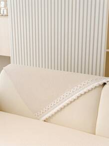 1 tấm phủ ghế sofa viền hoa sang trọng, khăn phủ ghế sofa chống trượt, chống bụi, chống trầy xước, tấm bảo vệ ghế sofa sang trọng, vỏ bọc ghế sofa trang trí, thích hợp cho phòng khách, phòng ngủ, phòng học, văn phòng, xe hơi, mọi mùa - Màu be - Xem 8