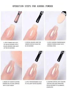 1g/Pc Shimmery Chrome Nail Powder, Y2K Pearly Aurora Effect Mirror Nail Art Pigment For DIY & Nail Salon Use - White - View 5