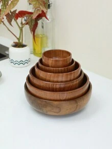 1 件或 6 件/套木碗、木制搅拌碗、沙拉碗、装饰桌面碗，适用于家庭、办公室、派对、圣诞节礼物、感恩节、学校用品 - 棕色 - 查看 7