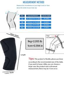 1pc S/M/L/XL Winter Outdoor Black Knee Pads, Elastic Sport Non-Slip Soft Breathable Knee Pads , For Dance Volleyball Basketball Football Tennis Running Sport Workout Cycling Protector Knee - Black - View 2