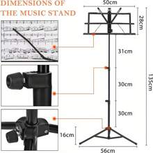 Music Stand Music Book Stand Music Stands For Sheet Music Adjustable Heights Sheet Music Stand Holder Portable Folding Metal Music Stand With Carrying Bag For Storage Or Travel (Black) - Black - View 3