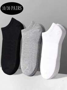 10/30/50双男士纯色吸湿排汗休闲短袜 - 彩色 - 查看 1