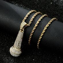 1 件复古麦克风和十字设计编织毛衣链，时尚百搭