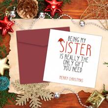 1pc Funny Friendship Christmas Greeting Card For Sister - Personalized Sibling Holiday Card - Humorous Paper Card With Envelopes For Christmas, Birthday & Thanksgiving - Multicolor - View 5