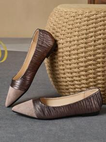 Zapatos planos con puntera puntiaguda tipo slip-on con inspiración vintage para mujeres, color marrón, cómodos para uso casual, al aire libre, ir al trabajo y en otoño