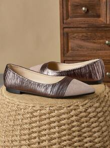 Zapatos planos con puntera puntiaguda tipo slip-on con inspiración vintage para mujeres, color marrón, cómodos para uso casual, al aire libre, ir al trabajo y en otoño