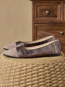 Zapatos planos con puntera puntiaguda tipo slip-on con inspiración vintage para mujeres, color marrón, cómodos para uso casual, al aire libre, ir al trabajo y en otoño