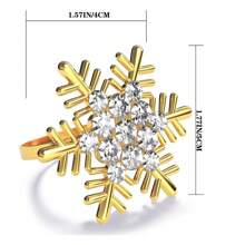 雪花圣诞餐巾环、金银雪花餐巾扣、钻石雪花餐巾环用于餐桌布置 - 乡村风格的餐桌布置装饰，适合婚宴、圣诞节、感恩节假期派对晚宴 - 彩色 - 查看 2